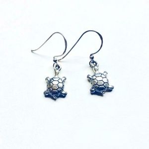 Tiny Sea Turtle Earrings w/Sterling Silver Hooks